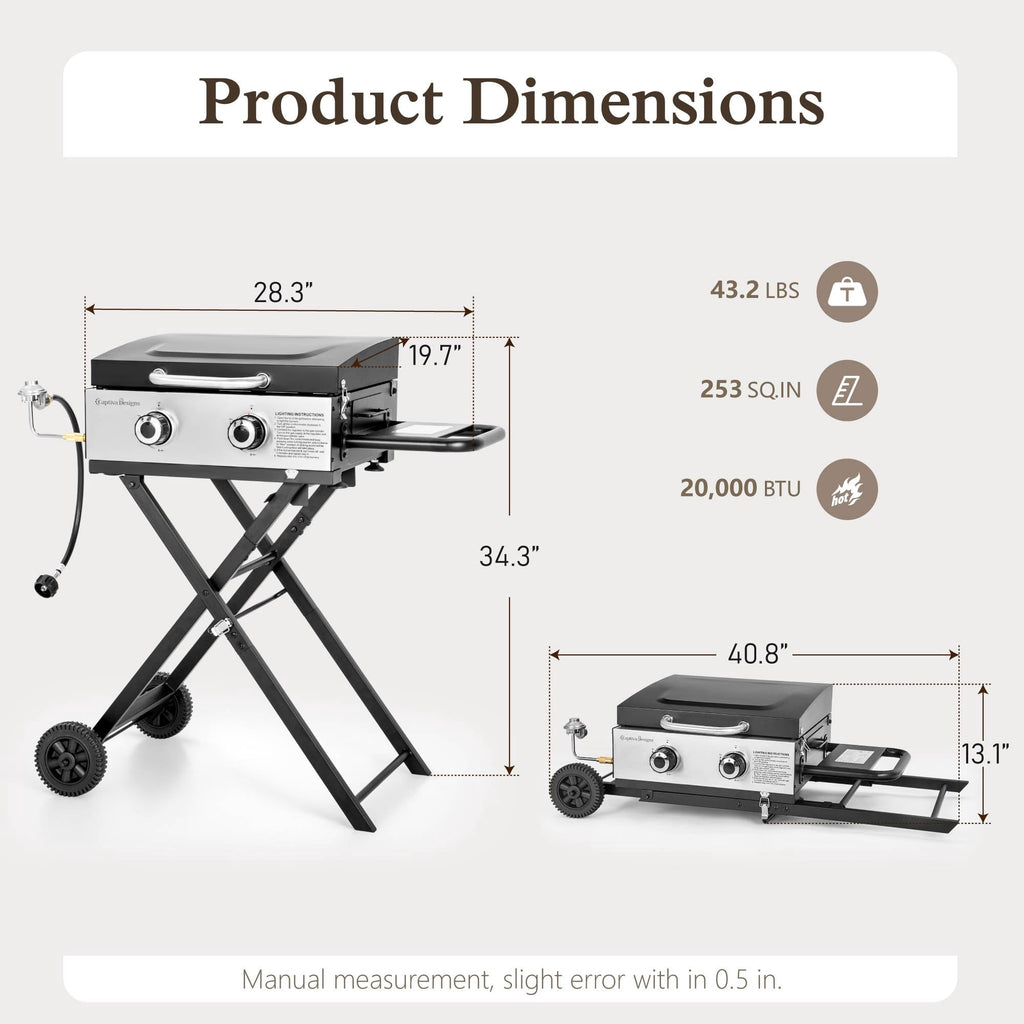 Alpha Joy Potable Outdoor Propane Gas Griddle with Wheels? 2-Burner Camping Flat Top Grill On The Go Alpha Joy