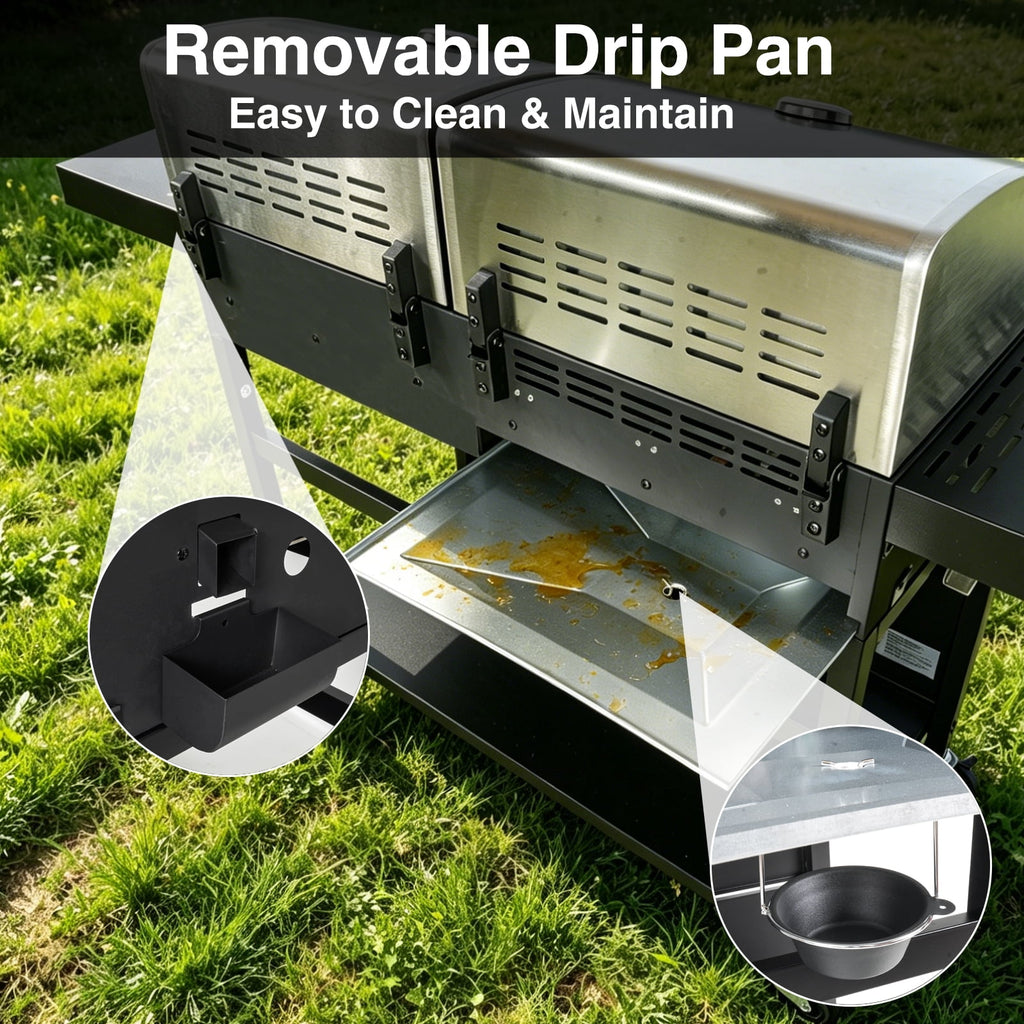 KingChii Propane Gas Grill and Griddle Combo, 2 in 1 Dual Outdoor BBQ with 45,000 BTU for Outdoor Patio Cooking Barbecue Gas Grills