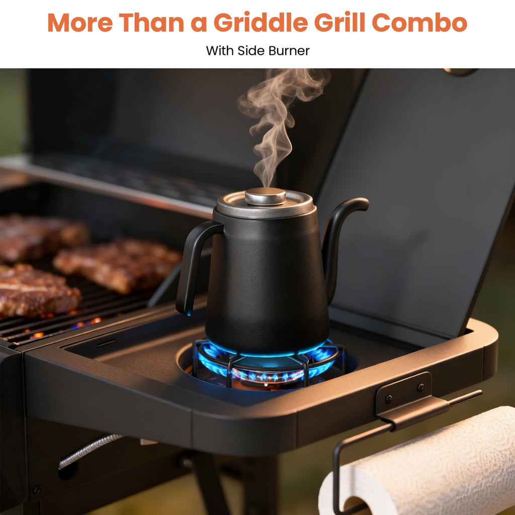 50,000 BTU Grill and Griddle Combo, 702 SQ.IN Cooking Space, Non-Stick Porcelain Enamel Grates, for Backyard BBQ, Outdoor Cooking Tcisa