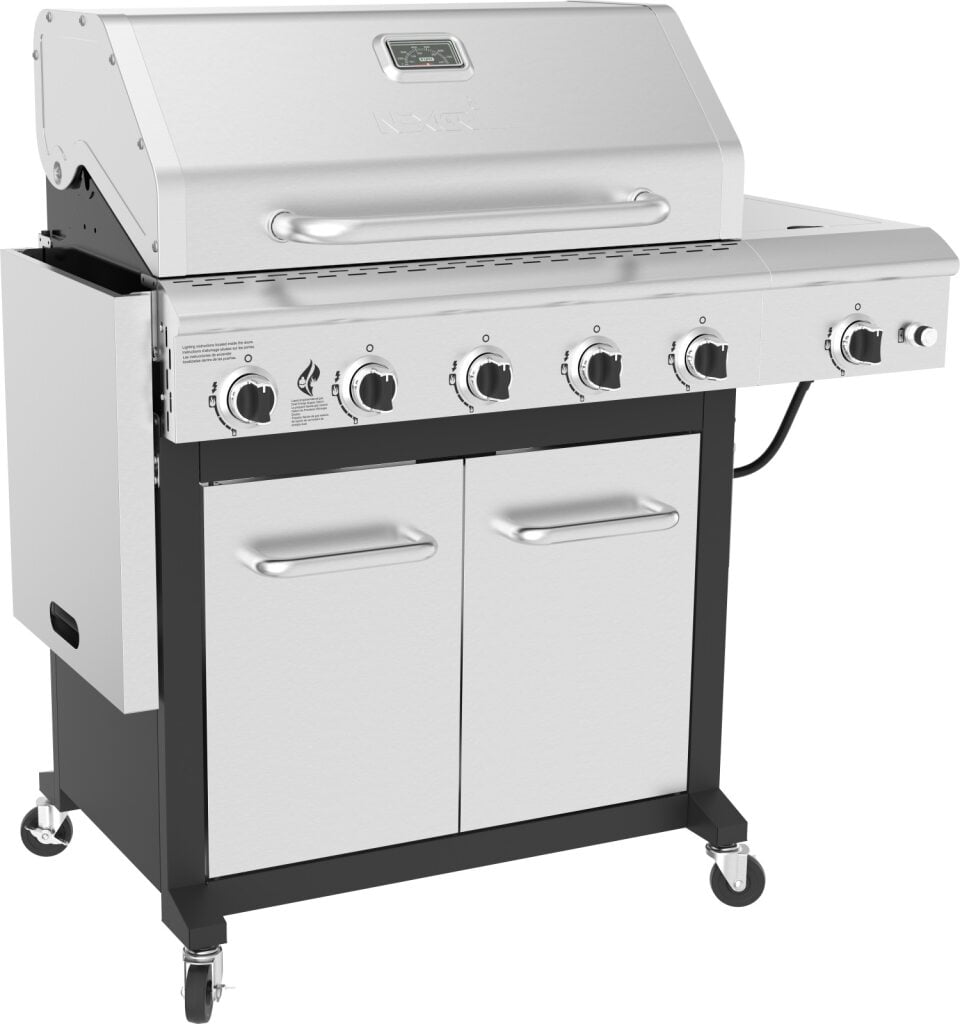 Nexgrill?Deluxe 5-Burner Propane BBQ Grill with Side Burner and Foldable Side Table, Stainless Steel Control Panel, Electric Ignition, 60,000 BTUs Output, Gas Grill Perfect for Gatherings - 72 Nexgrill