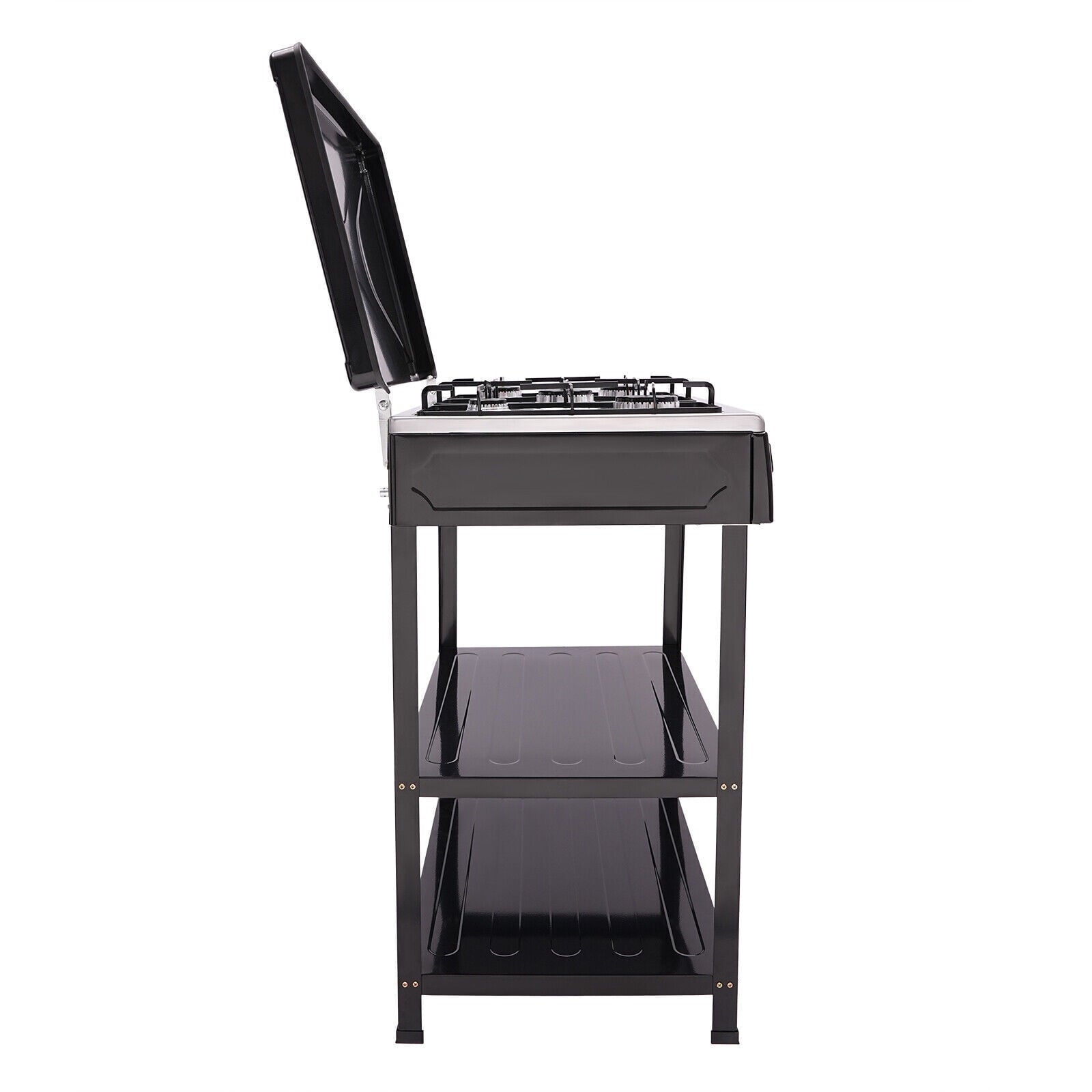 5-Burner Gas Stove Outdoor Camping Cooking BBQ Grill with 2-Tier Storage Rack Unbranded