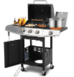 4-Burner Gas Grill with 4 Universal Wheels & Bottle Opener, 40000BTU Outdoor Grill with Side Table for Camping, Black & Sliver Gas Grills