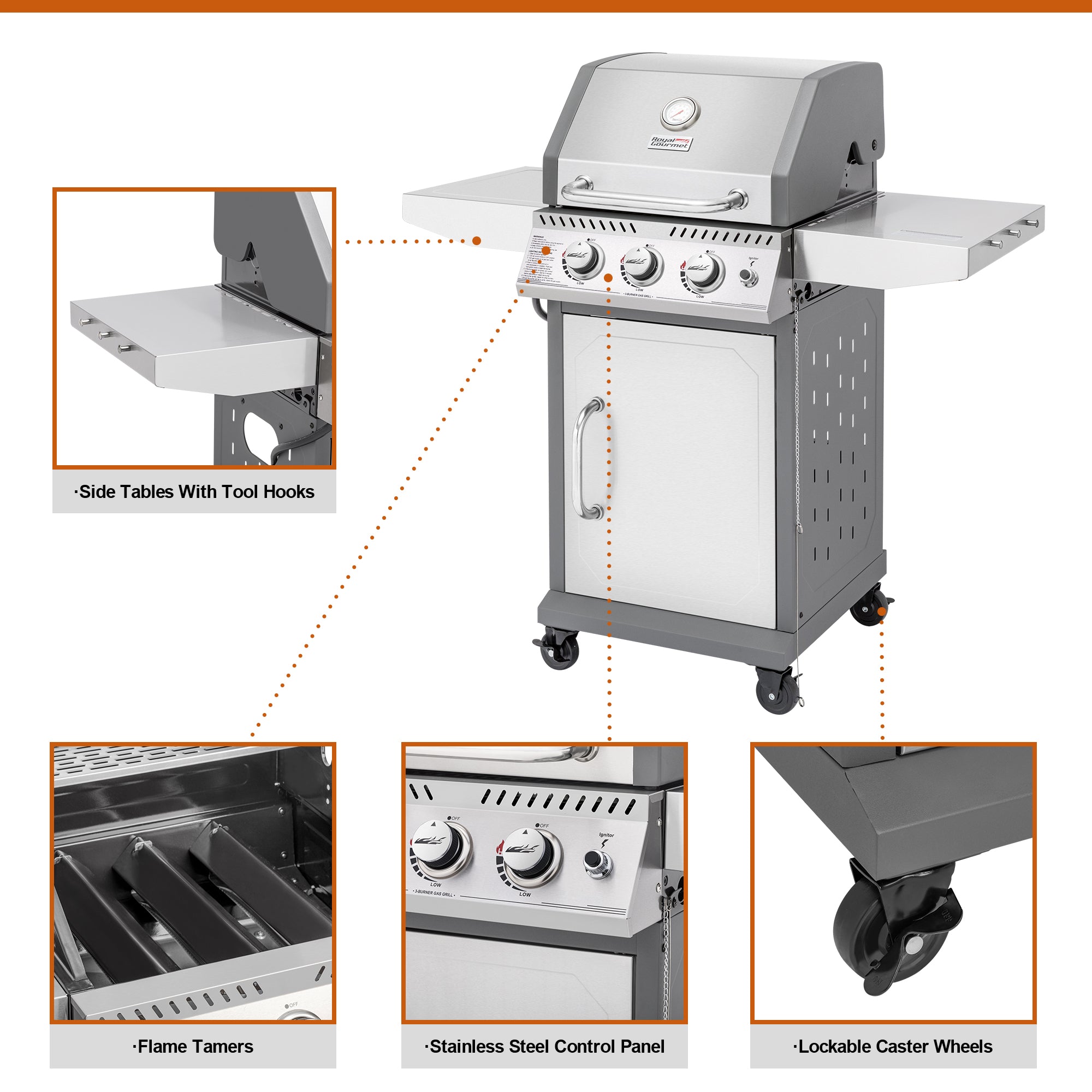 Royal Gourmet GG3001S 3-Burner Propane Gas Grill Royal Gourmet