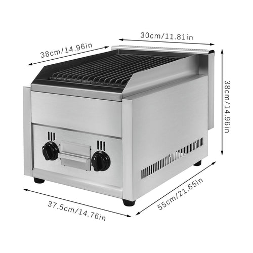 21 Radiant Char Broiler Grill 2 Burner Gas & Propane Commercial Restaurant Gas Grill 2800Pa for Backyard, Garden, Courtyard, Terrace