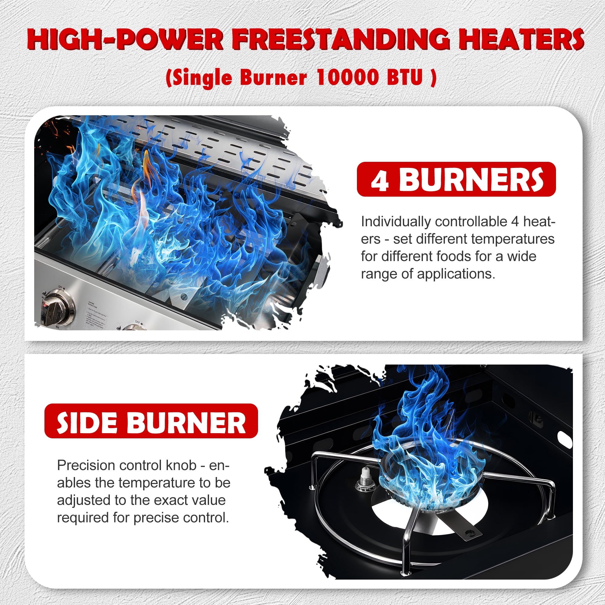 50000 BTU Gas Grills, SYNAGR Propane Grill with 566 sq.in Cooking Area, 5-Burner Stainless Steel BBQ Grill with Side Burner and Thermometer for Outdoor Party, Camping Syngar