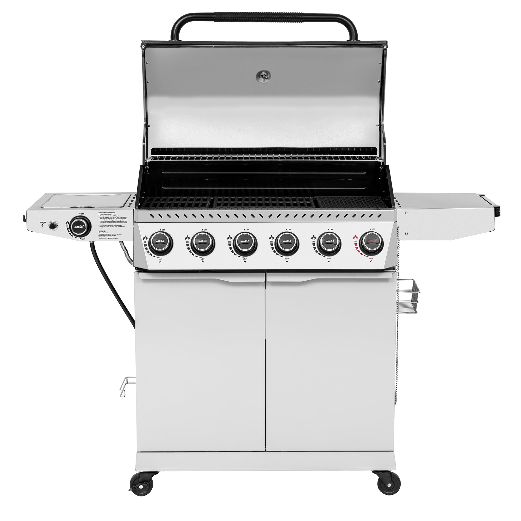 Royal Gourmet GA6406W 6-Burner BBQ Gas Grill, with Sear Burner and Side Burner, Cabinet Style Grill, 74,000 BTU, White Royal Gourmet