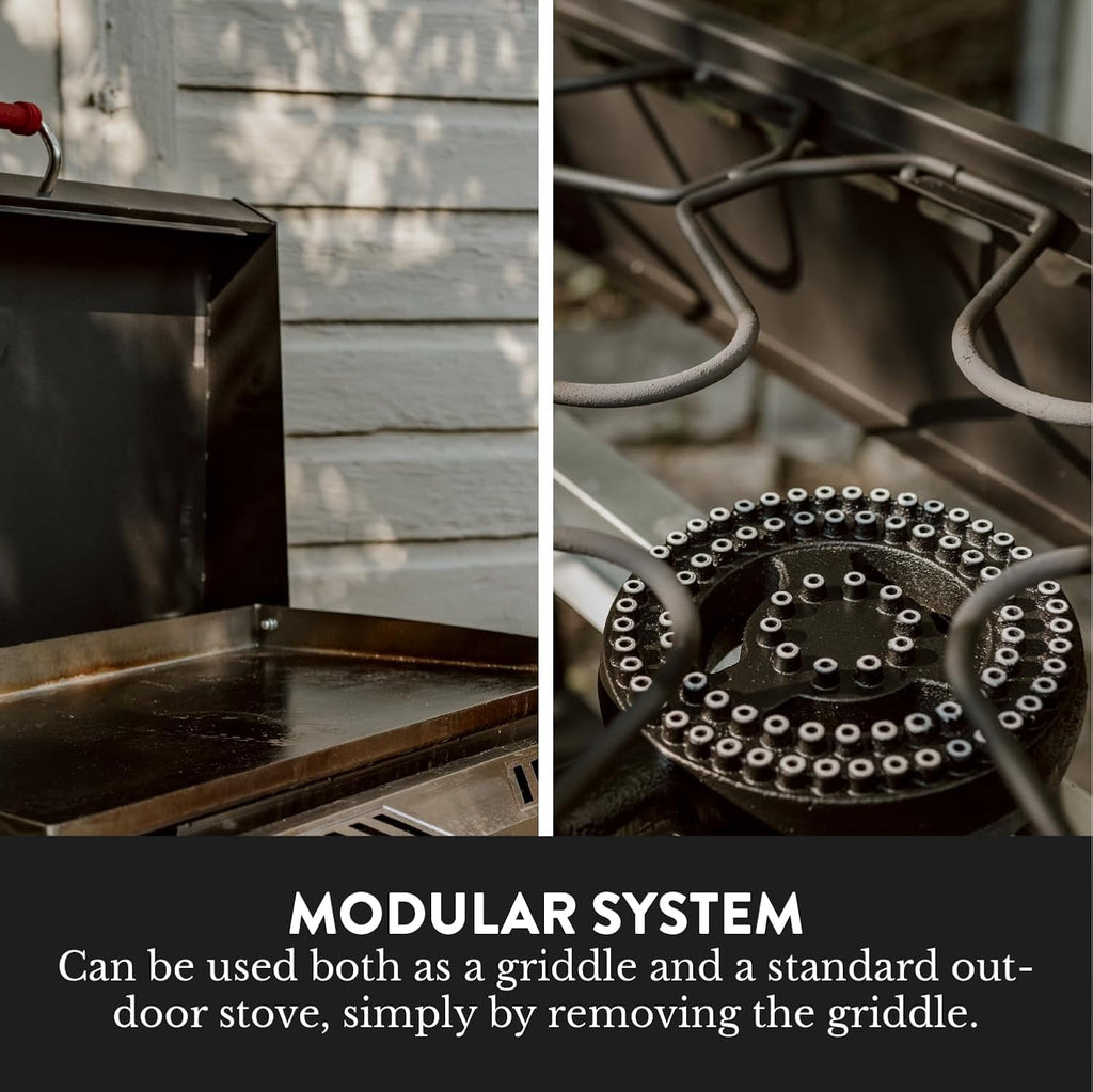 GasOne Gas Griddle – 2-Burner Propane Stove with Flat Top Grill – Modular Cast Iron Propane Grill Gas One