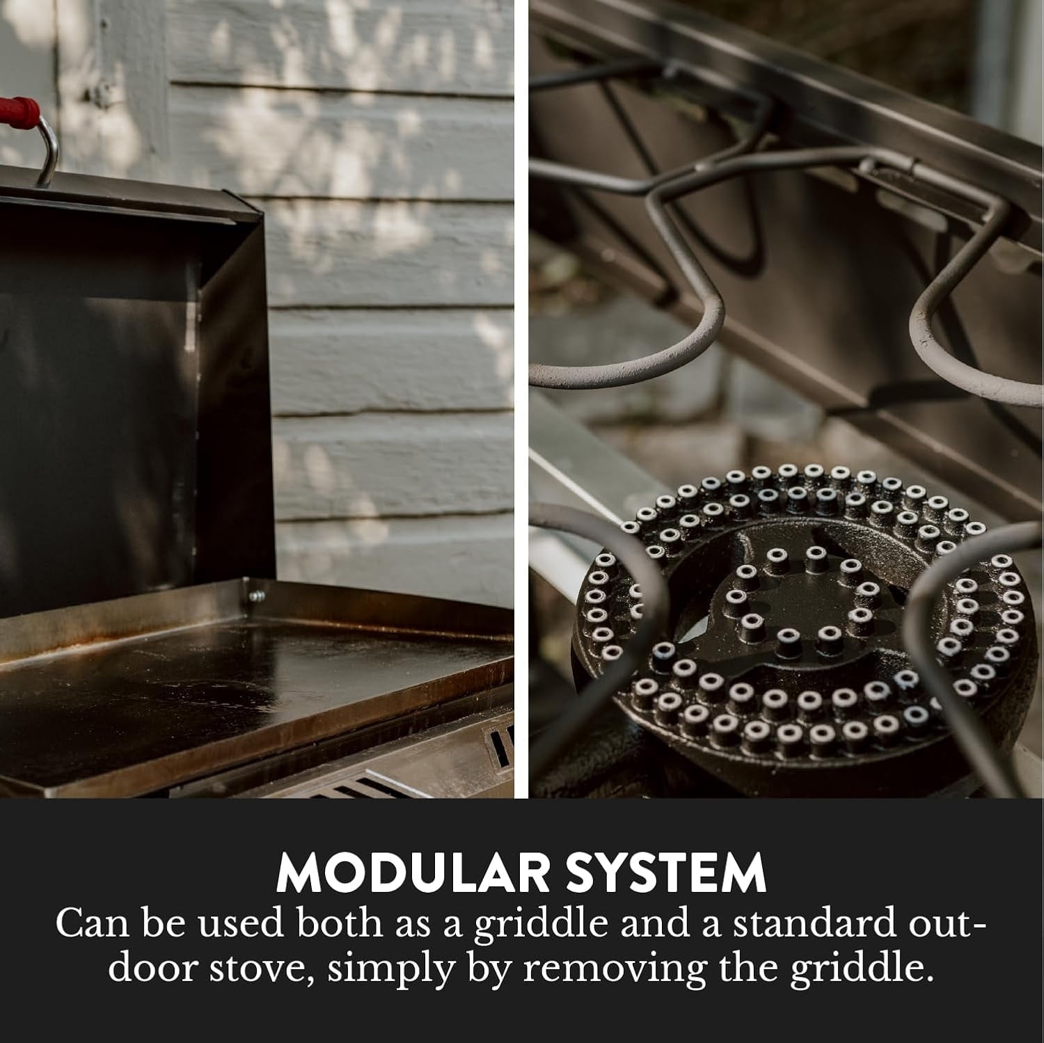 GasOne Gas Griddle – 2-Burner Propane Stove with Flat Top Grill – Modular Cast Iron Propane Grill Gas One