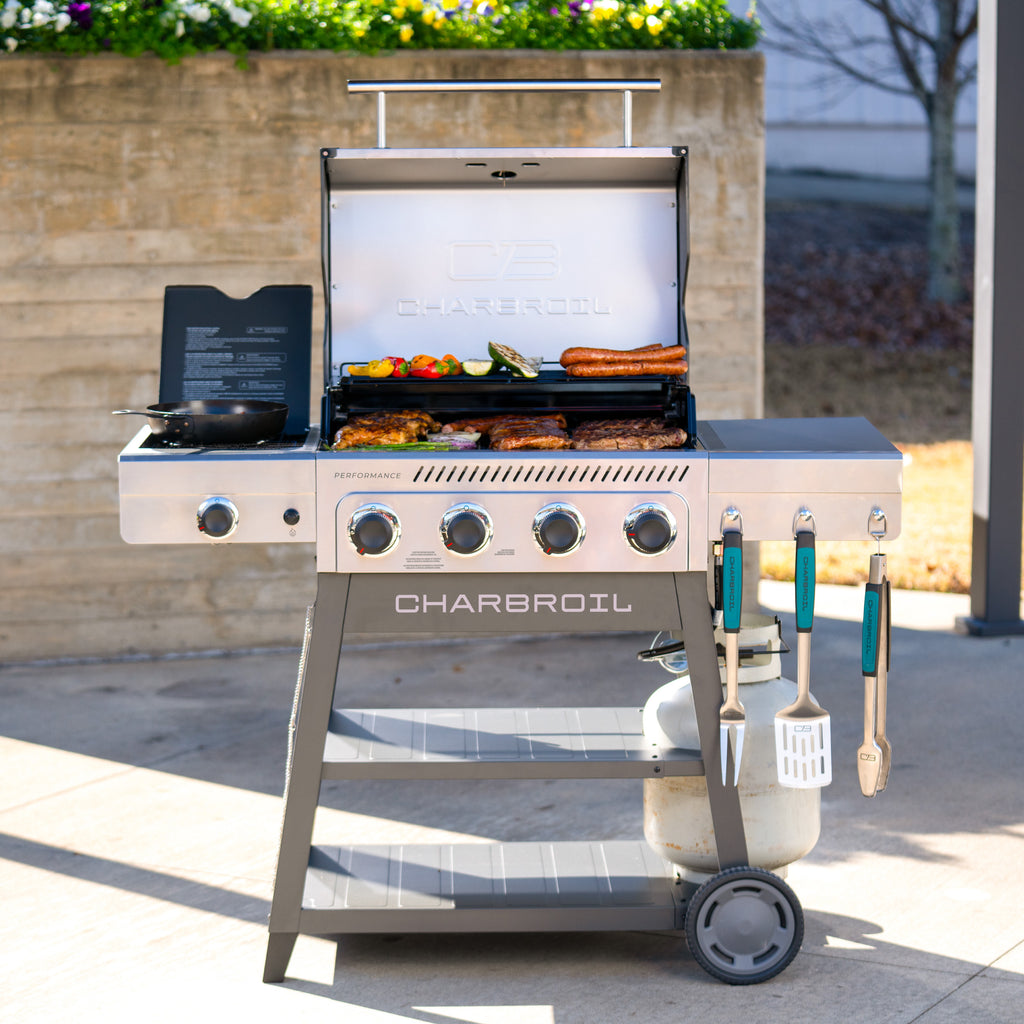 Charbroil? Performance Series? FlavorMax? 4-Burner Cart Gas Grill with Side Burner, Stainless Charbroil