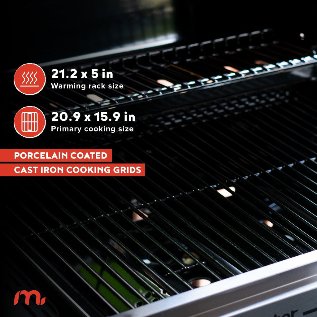 Megamaster 3-Burner Propane Gas Grill with Folding Side Tables, 30,000BTUs, 429.81 sq. in. Cooking Space, Stainless Steel Control Panel, Outdoor Kitchen Grill for BBQs, Patios, and More - 720-0988EA Megamaster