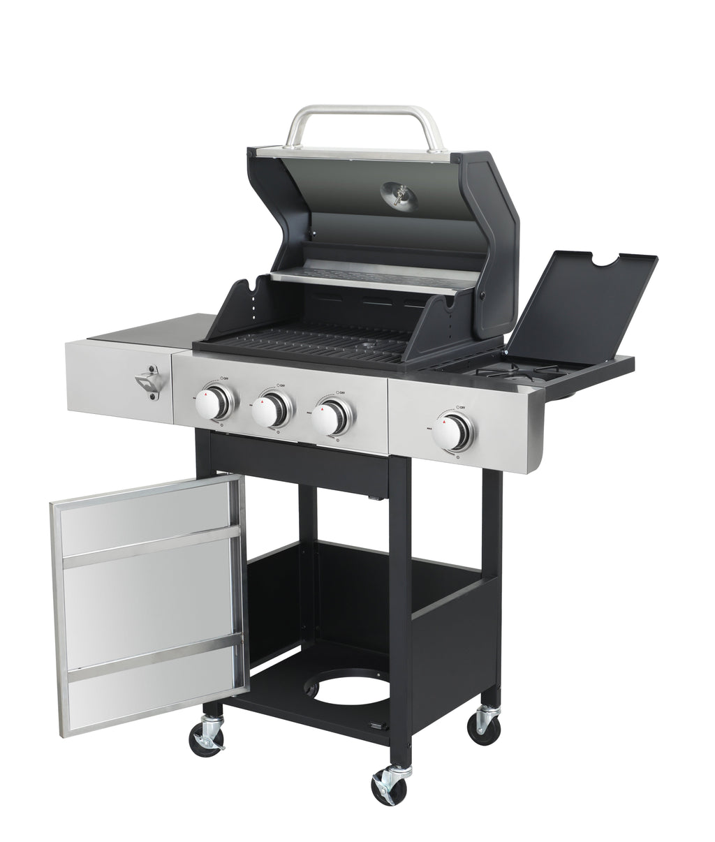 ENYOPRO 3 Burner Propane Gas Grill , Outdoor BBQ Grill with Side Burner, 37,230 BTU Gas Grill with Warming Rack, Thermometer, Lockable Casters for Patio, Garden & Camping Enyopro