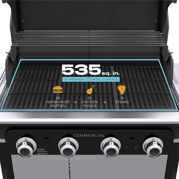 Charbroil? Commercial Series? 4-Burner Gas Grill & Griddle, Black Charbroil