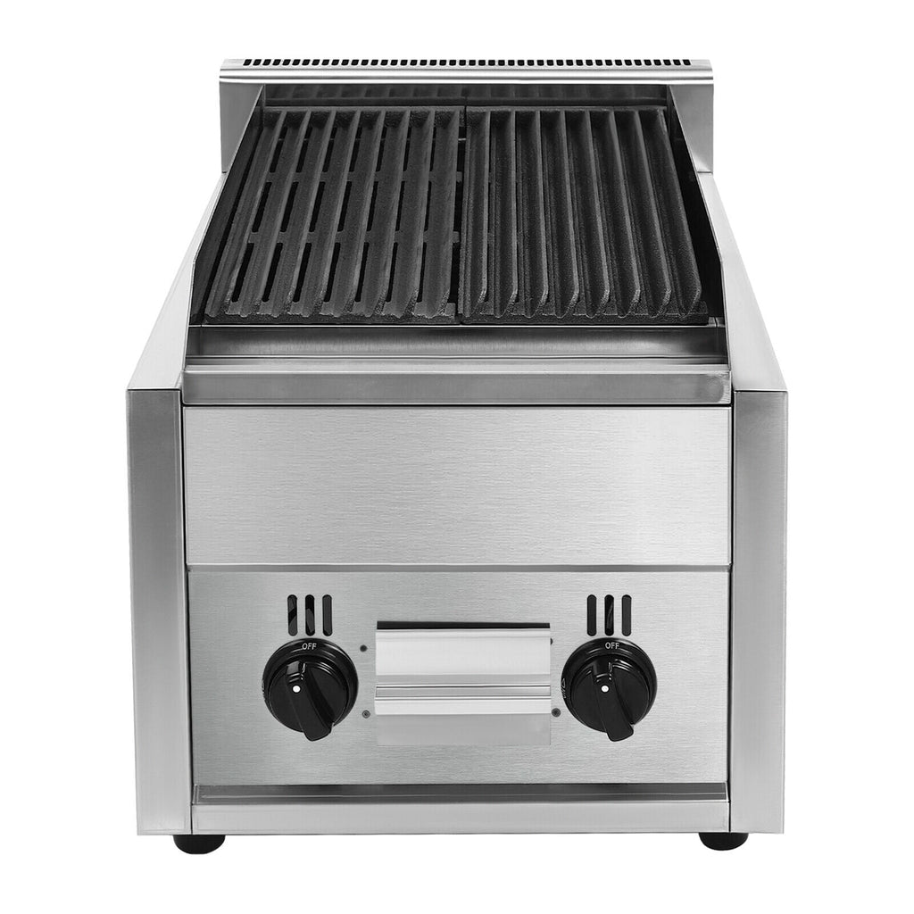 TFCFL 2 Burner Commercial Gas Grill LPG Tabletop Radiant Char Broiler Grill Camping Picnic BBQ Cooker TFCFL