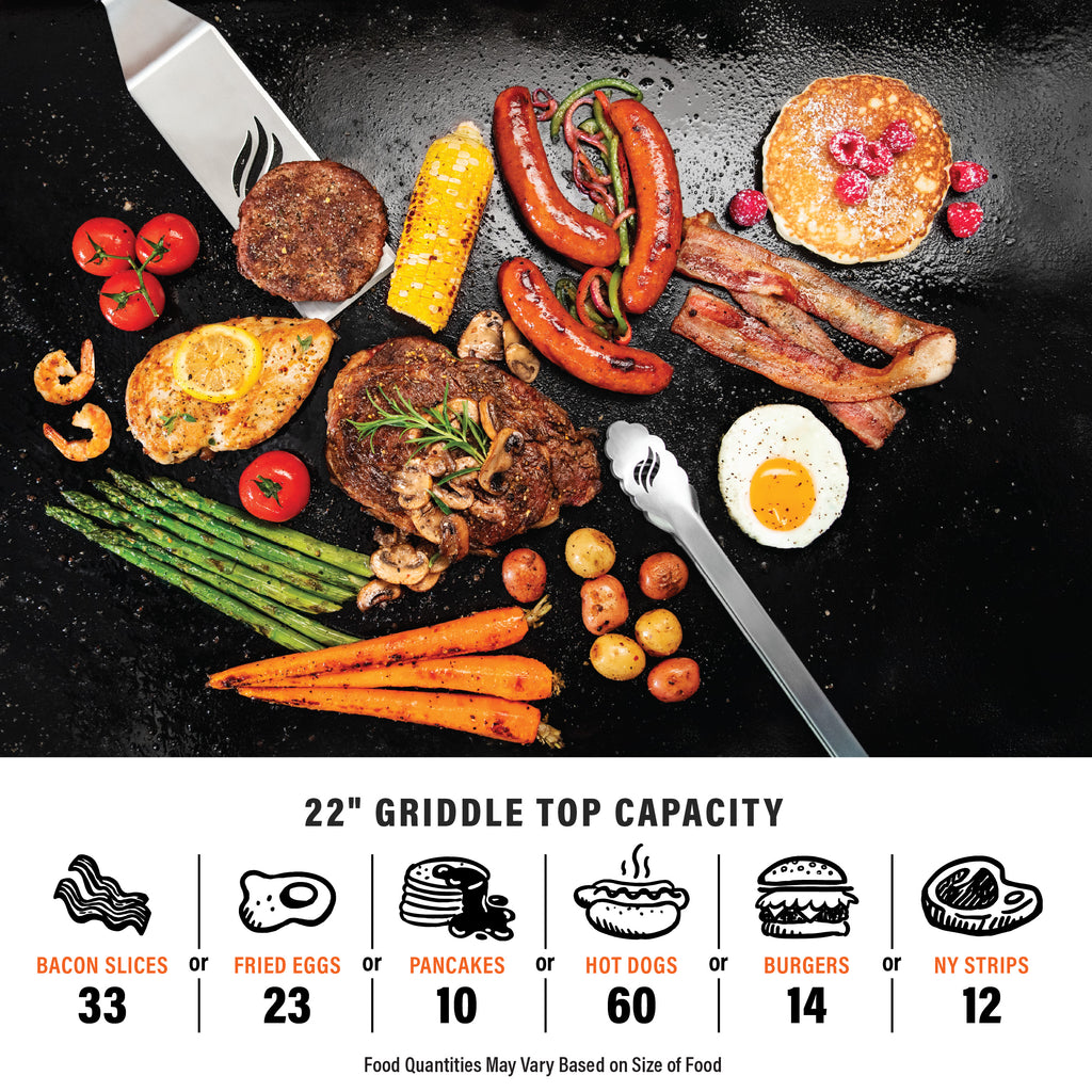 Blackstone Adventure Ready Outdoor Griddle, 2-Burner 22 Propane Flat Top Grill with Hood and Stand, Gray Gas Grills