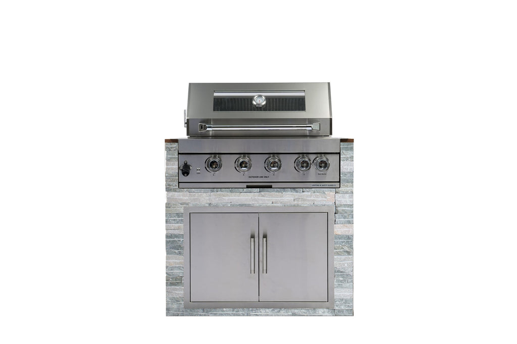 Navratil 4-Burner Silver Propane Built-in Outdoor Gas Grill with Rust Resistant Navratil