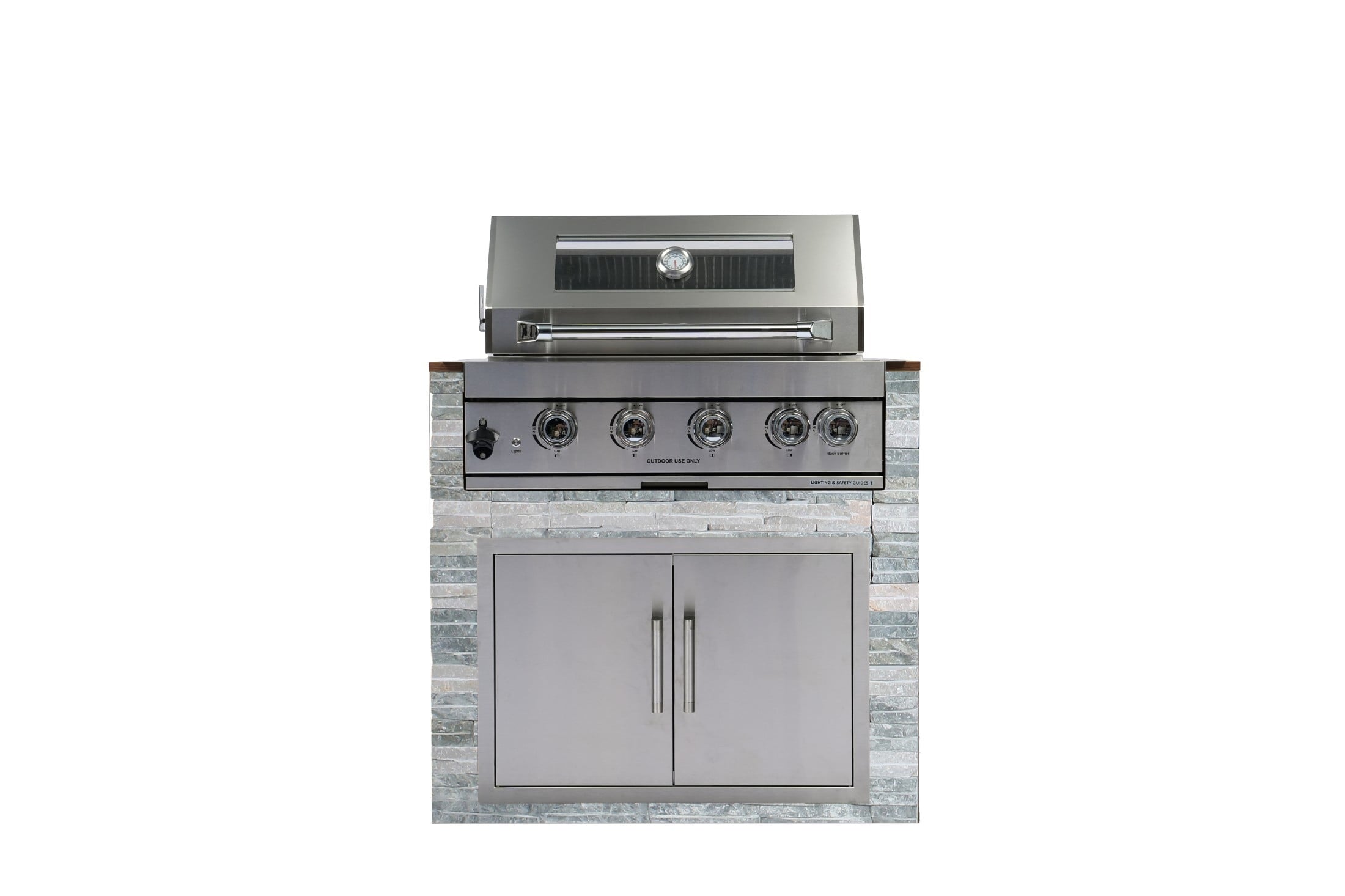 Navratil 4-Burner Silver Propane Built-in Outdoor Gas Grill with Rust Resistant Navratil