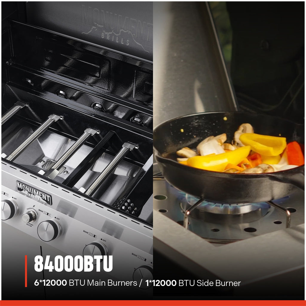 Monument Grills Denali Series 6-Burner Black Dual Fuel Cabinet Grill with Clearview Lid and LED Knobs Monument Grills