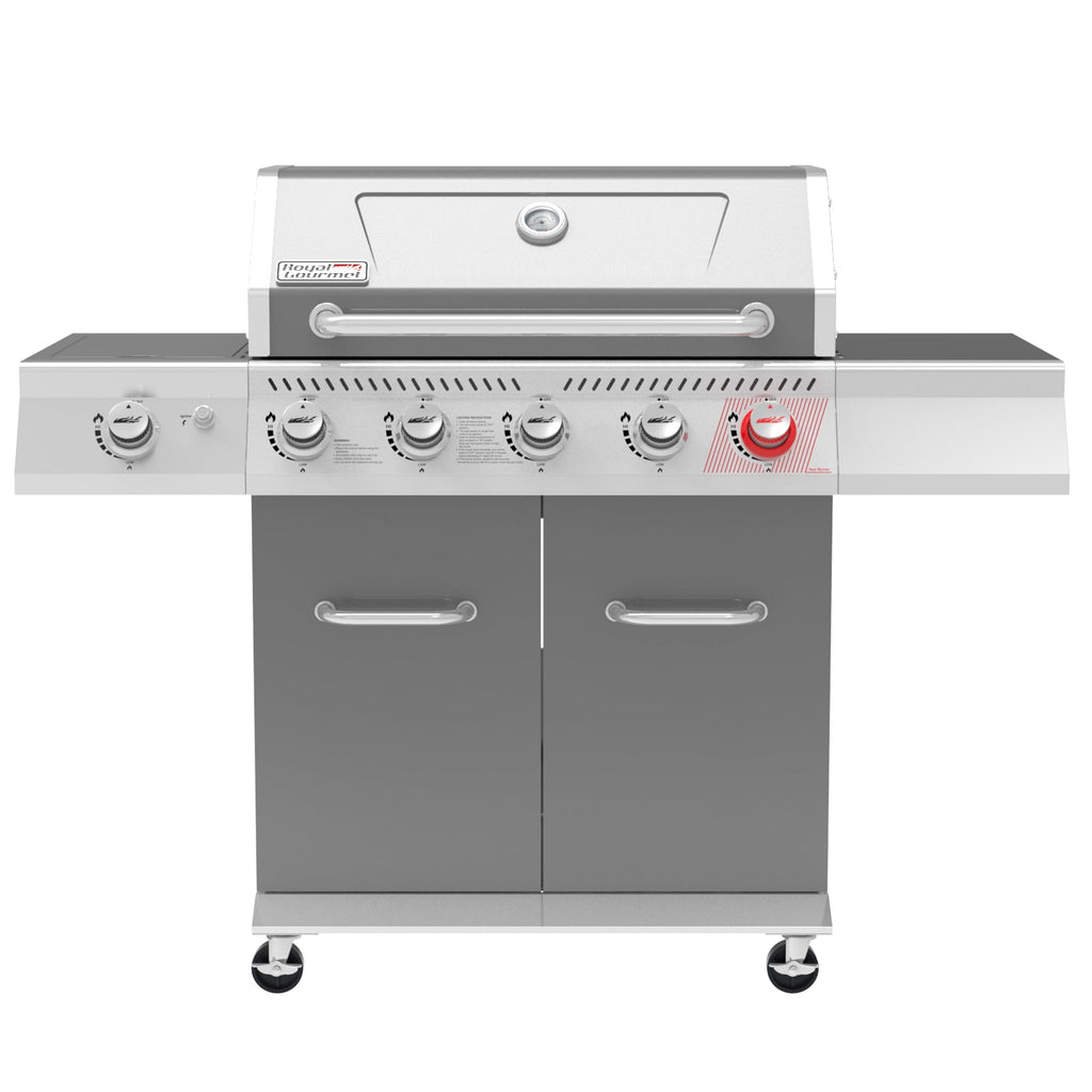 Royal Gourmet GA5404G Deluxe 5-Burner Gas Grill with Sear Burner and Side Burner, 64,000 BTU Cabinet Style Gas Grill, Gray Royal Gourmet