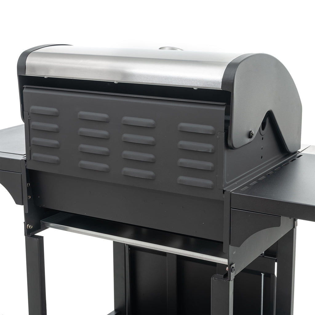 Propane Grill 3 Burner Stainless Steel BBQ Gas Grill with Side Burner, Thermometer, and Even Heating Cast Iron Grates for Outdoor BBQ and Camping wildskeeper
