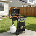 2 Burner 18000 BTU Propane Gas Grill Freestanding Outdoor BBQ Grill Dual?Zone Flat Top Grill with Warming Rack Side Tables for Backyard Patio Garden Family Outdoor Cooking Cozynest