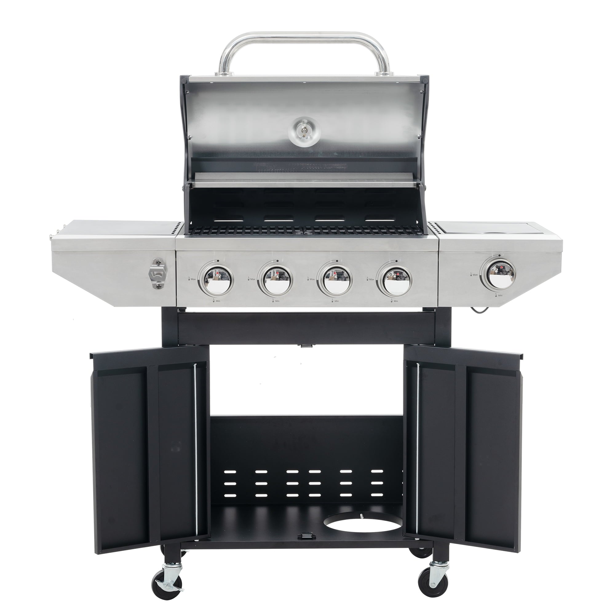 Miniyam 4-Burner Propane Gas Grill, 46,500 BTU Outdoor BBQ Grill with Side Burner, Stainless Steel My Store