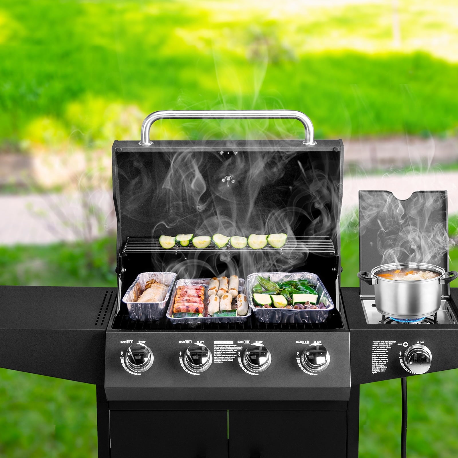 SalonMore Outdoor Gas Grill with Side Stove 58000BTU for Patio Outdoor Party Cooking BBQ SalonMore