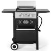 PHI VILLA 2-Burner Propane Grill and Griddle Cooking Station with Side Shelves Black Gas Grills