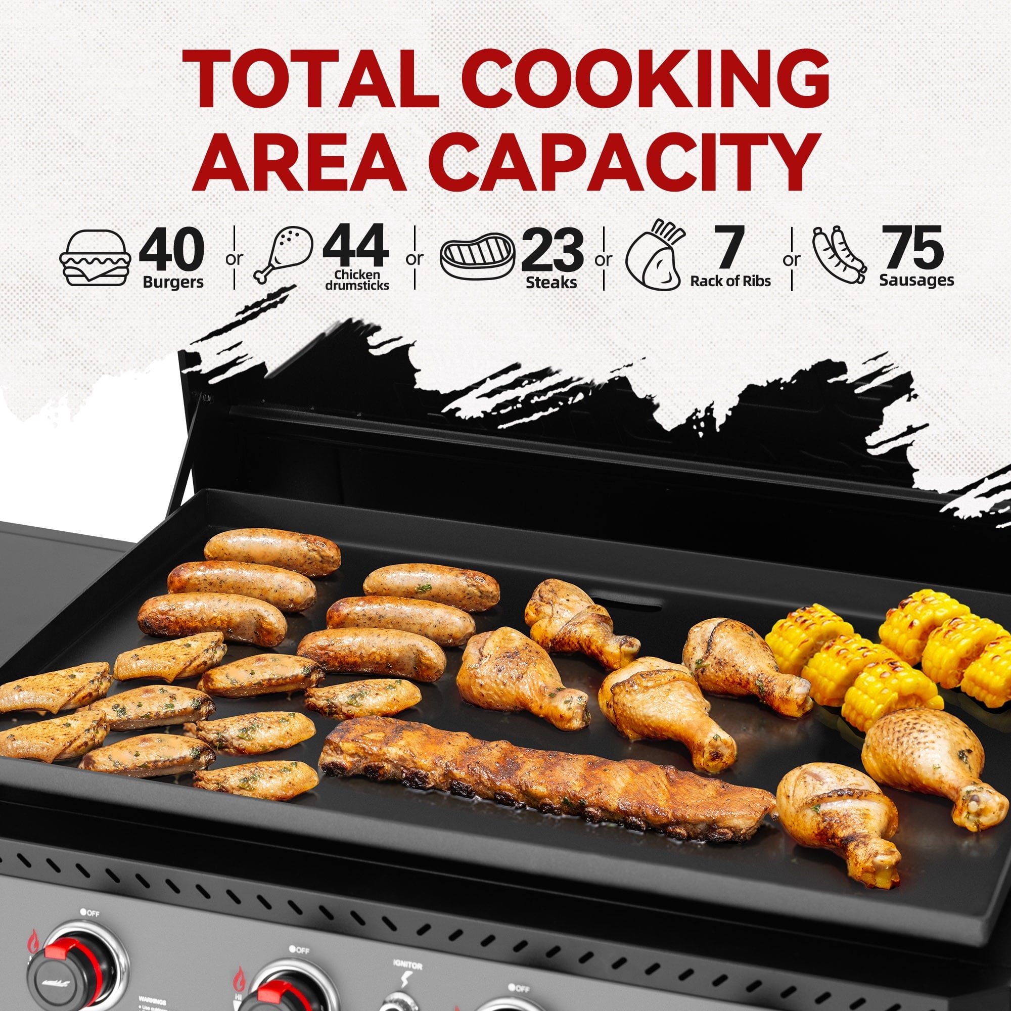 Royal Gourmet GB4005P 34-Inch 4-Burner Gas Griddle with Hood, Griddle with Collapsible Side Shelves and Storage Basket,Black Royal Gourmet