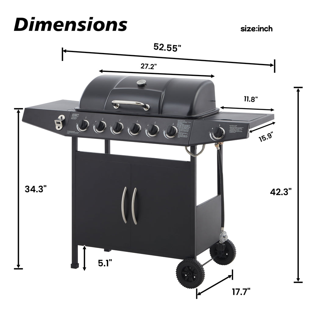 7-Burner Propane Gas Grill, 72,000 BTU Output, 576 Sq. In. BBQ Grill with Side Burner, Cast Iron Grates, and Integrated Propane Tank Storage for Outdoor Kitchen & Patio My Store