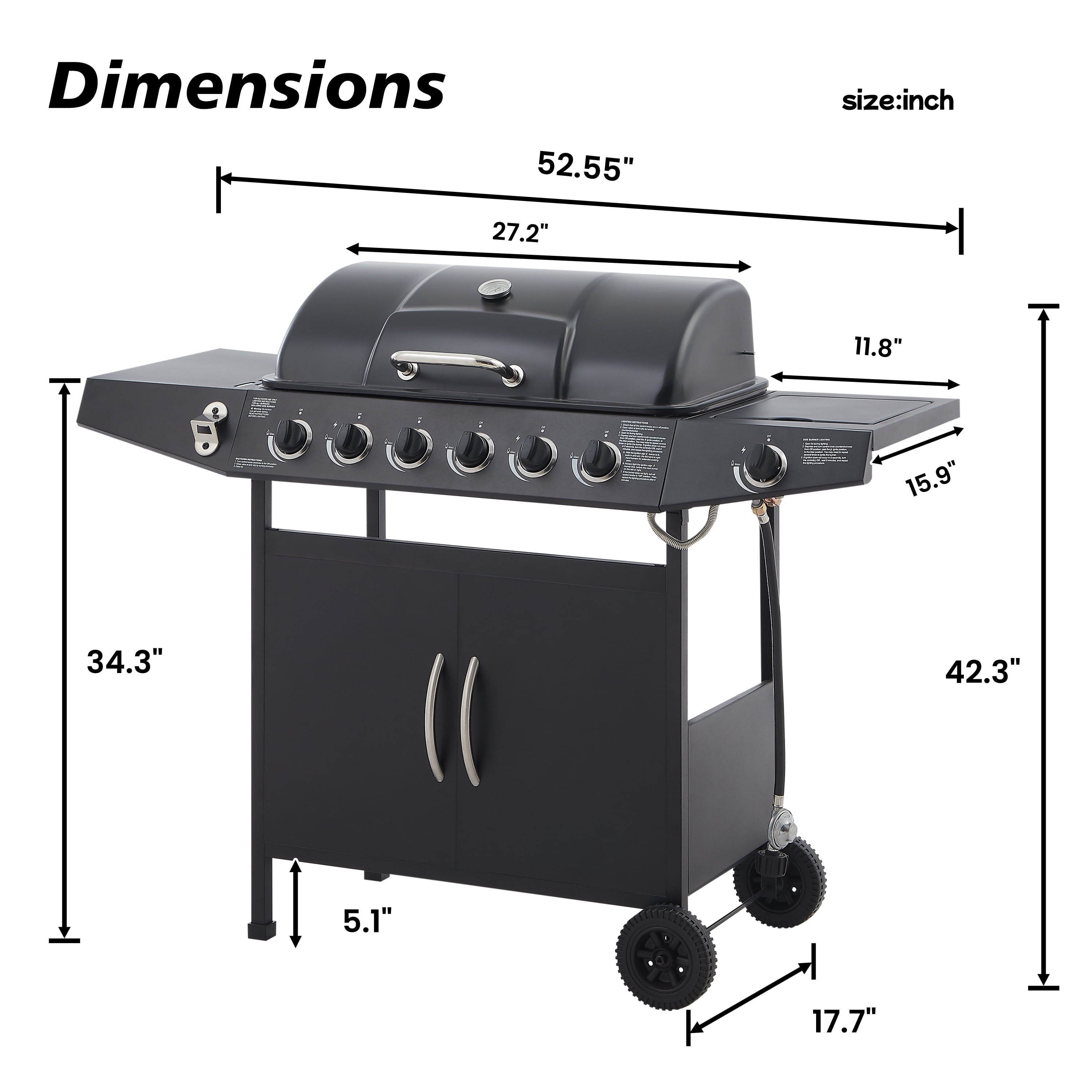 7-Burner Propane Gas Grill, 72,000 BTU Output, 576 Sq. In. BBQ Grill with Side Burner, Cast Iron Grates, and Integrated Propane Tank Storage for Outdoor Kitchen & Patio My Store