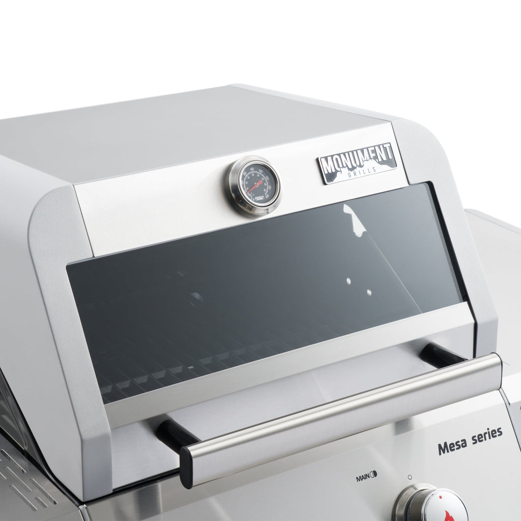Monument Grills Mesa 2-Burner Propane Gas Grill, Foldable Sides, Swivel Casters, Stainless Steel, LED Controls Gas Grills
