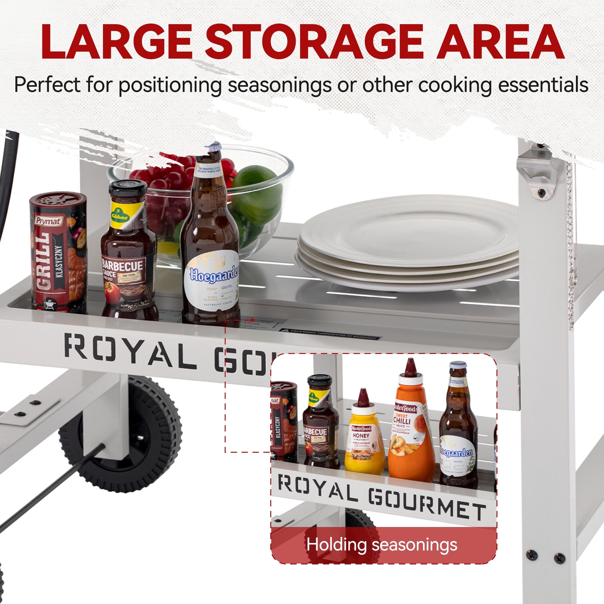 Royal Gourmet GB3000W 28-Inch 3-Burner Propane Gas Griddle in White, Griddle with Collapsible Side Shelves Royal Gourmet