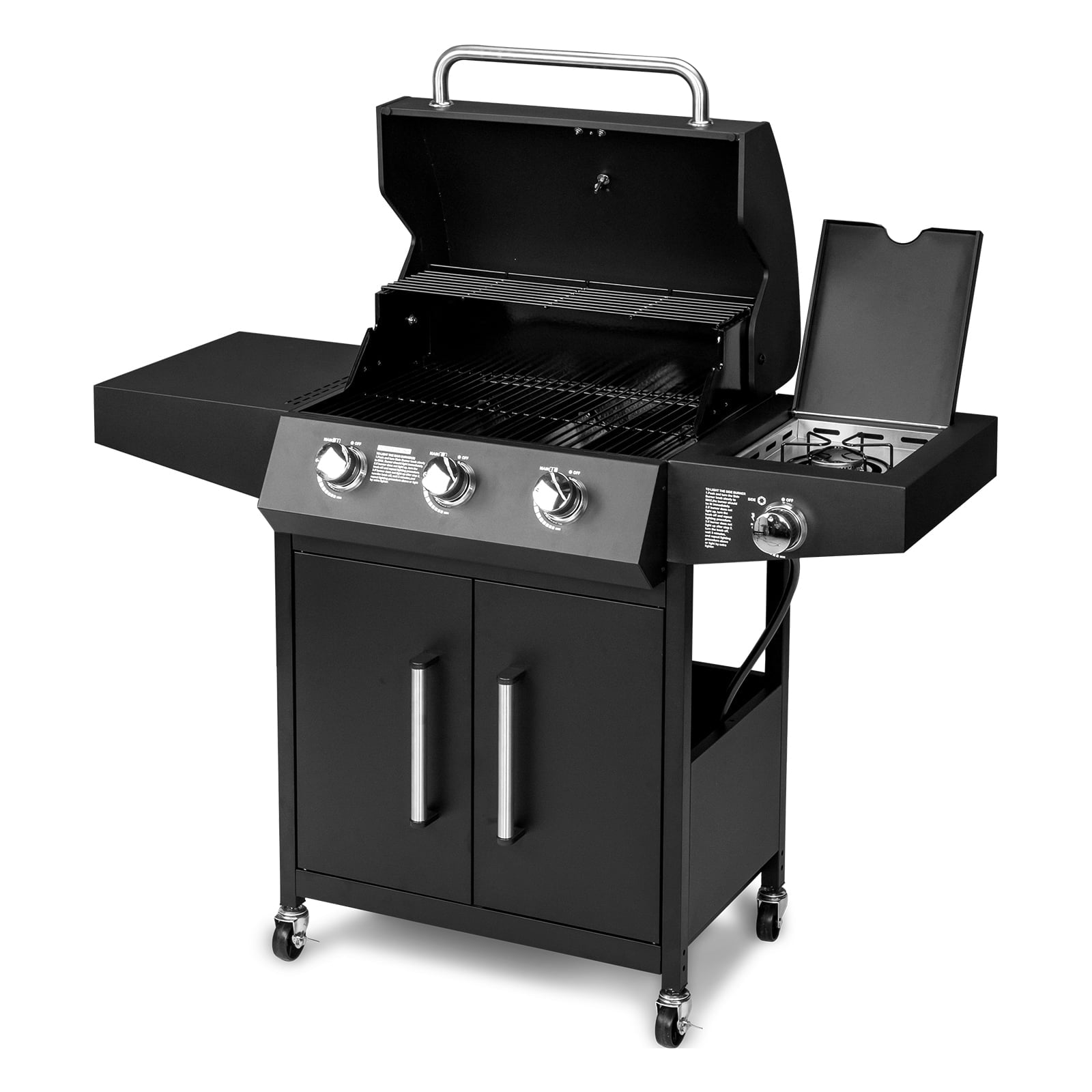 GoDecor Outdoor BBQ Propane Gas Grill for Barbecue Cooking 3 Burners with Side Burner,Patio Picnic Backyard, Outdoor Party,46000BTU GoDecor