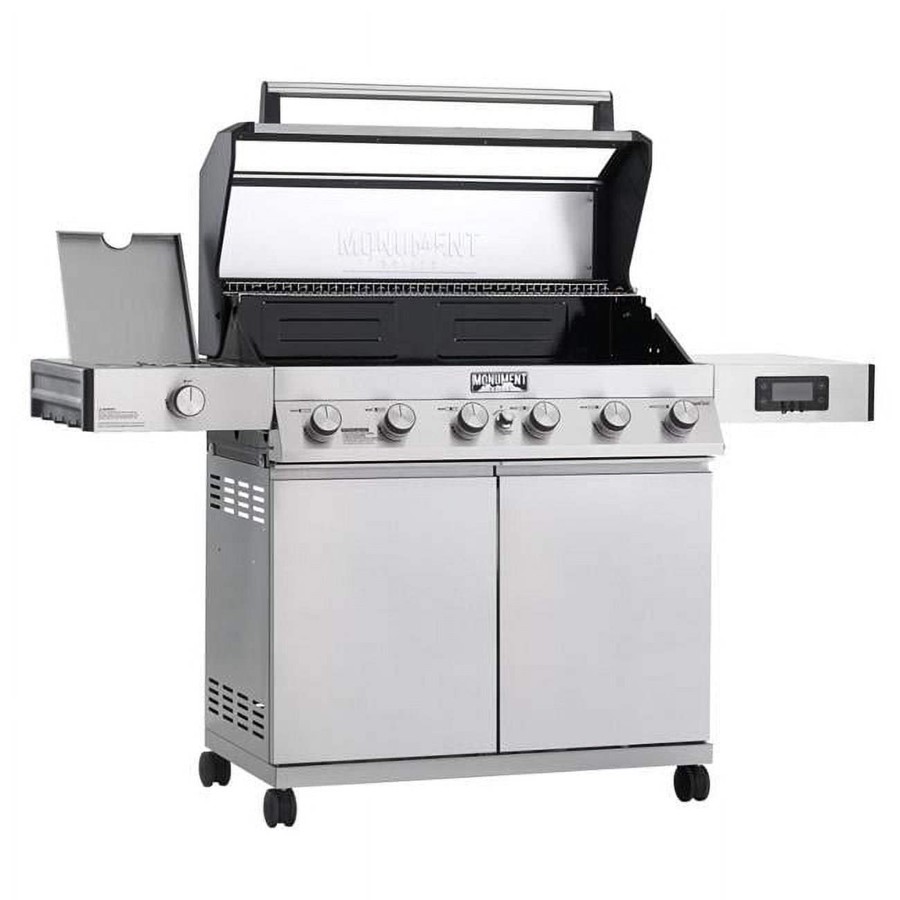 Monument Grills Denali Series 6-Burner Black Dual Fuel Cabinet Grill with Clearview Lid and LED Knobs Monument Grills