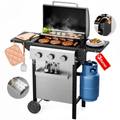 Biotree 3 Burner BBQ Propane Gas Grill, Stainless Steel 28,650 BTU Patio Garden Barbecue Grill with Two Foldable Shelves Gas Grills
