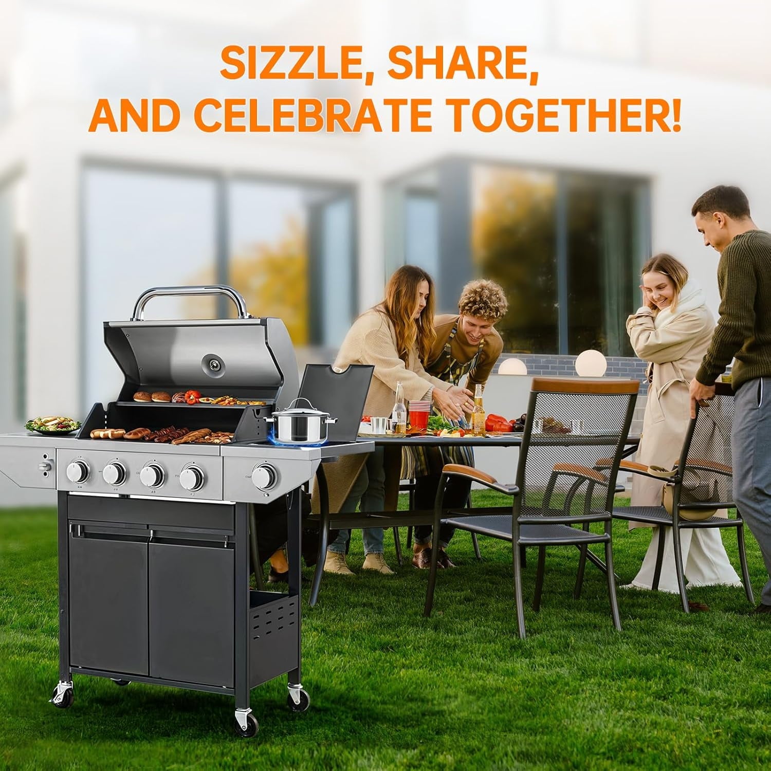 Lohasly 4-Burner Black Propane Gas Grill Gas Grills