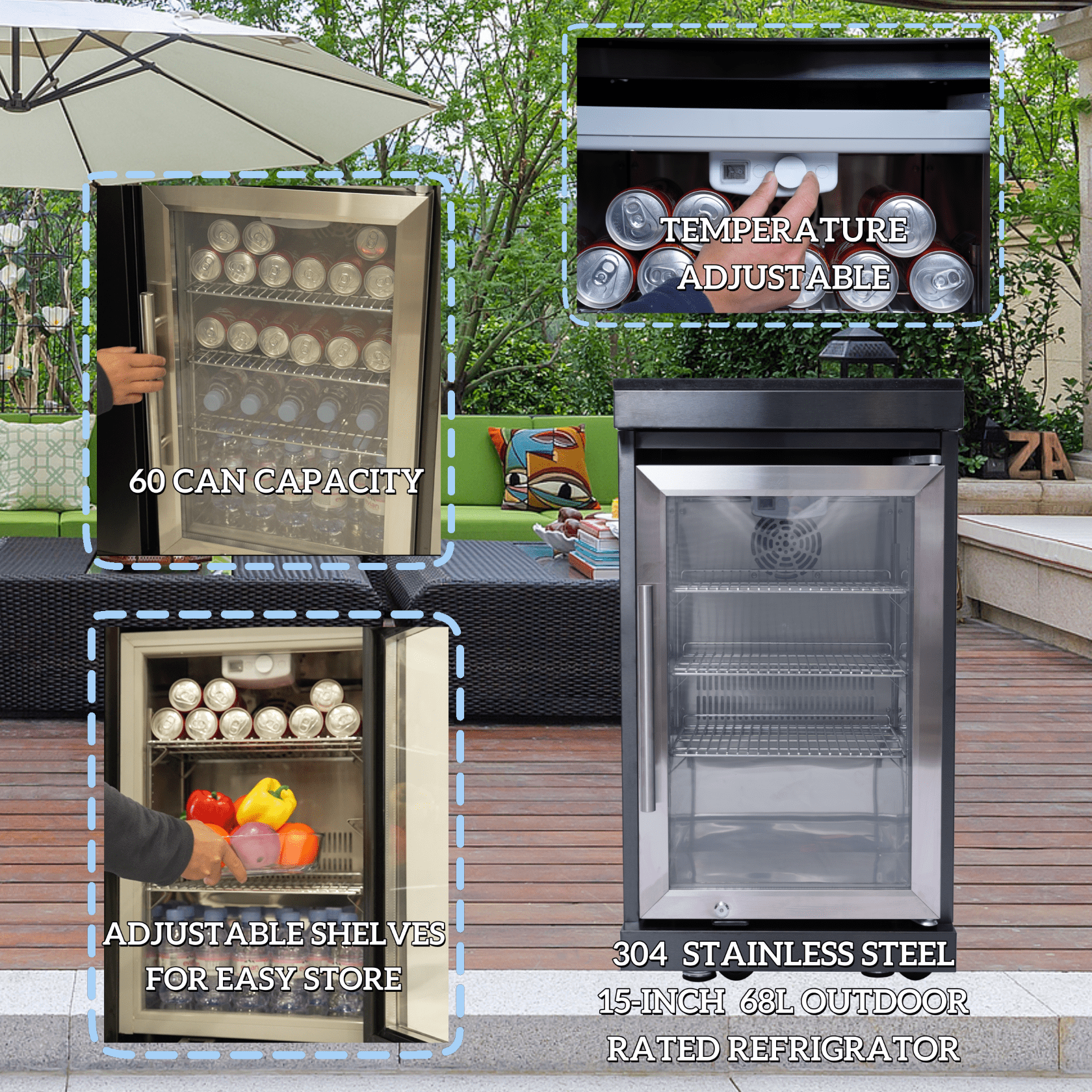 AirWire 104 Deluxe Outdoor Kitchen Island: 4-Burner 85,000 BTU 304 Stainless Steel Gas Grill with Sink, Wine Cooler Refrigerator, Granite Countertop & Rotisserie Kit HomeMindful