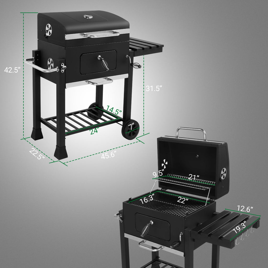 Ktaxon BBQ Grill Outdoor Charcoal Grill Smoker for Patio Backyard,Black Gas Grills