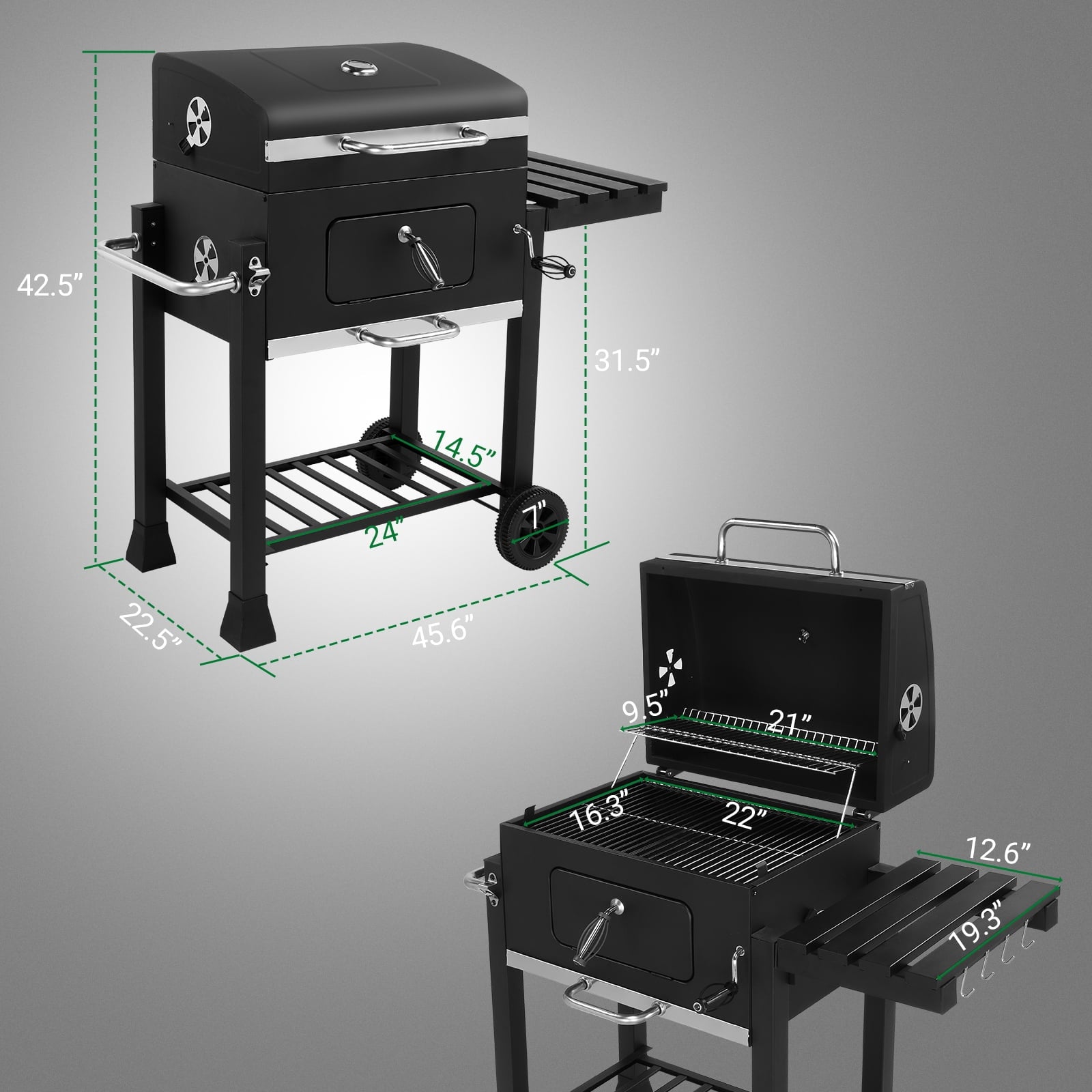Ktaxon BBQ Grill Outdoor Charcoal Grill Smoker for Patio Backyard,Black Gas Grills