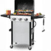 Enyopro 3 Burner Propane Gas Grill, 37,000BTU Stainless Steel BBQ Grill with Brush, Built-in Thermometer, 4 Universal Wheels for Outdoor Cooking Patio Backyard Gas Grills