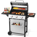 3-Burner Propane Gas Grill with 30,000 BTU Output - Double-layer Stainless Steel Grill Lid, Enamel Cooking Grate, Easy-Clean Grease Management & Even Heat Distribution for Perfect BBQs Born Free