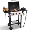 CIG GARDEN 3-Burner Propane Gas Grill with Folding Side Tables, Cast Iron Grates, and Stainless Steel Grill Pan CIG GARDEN