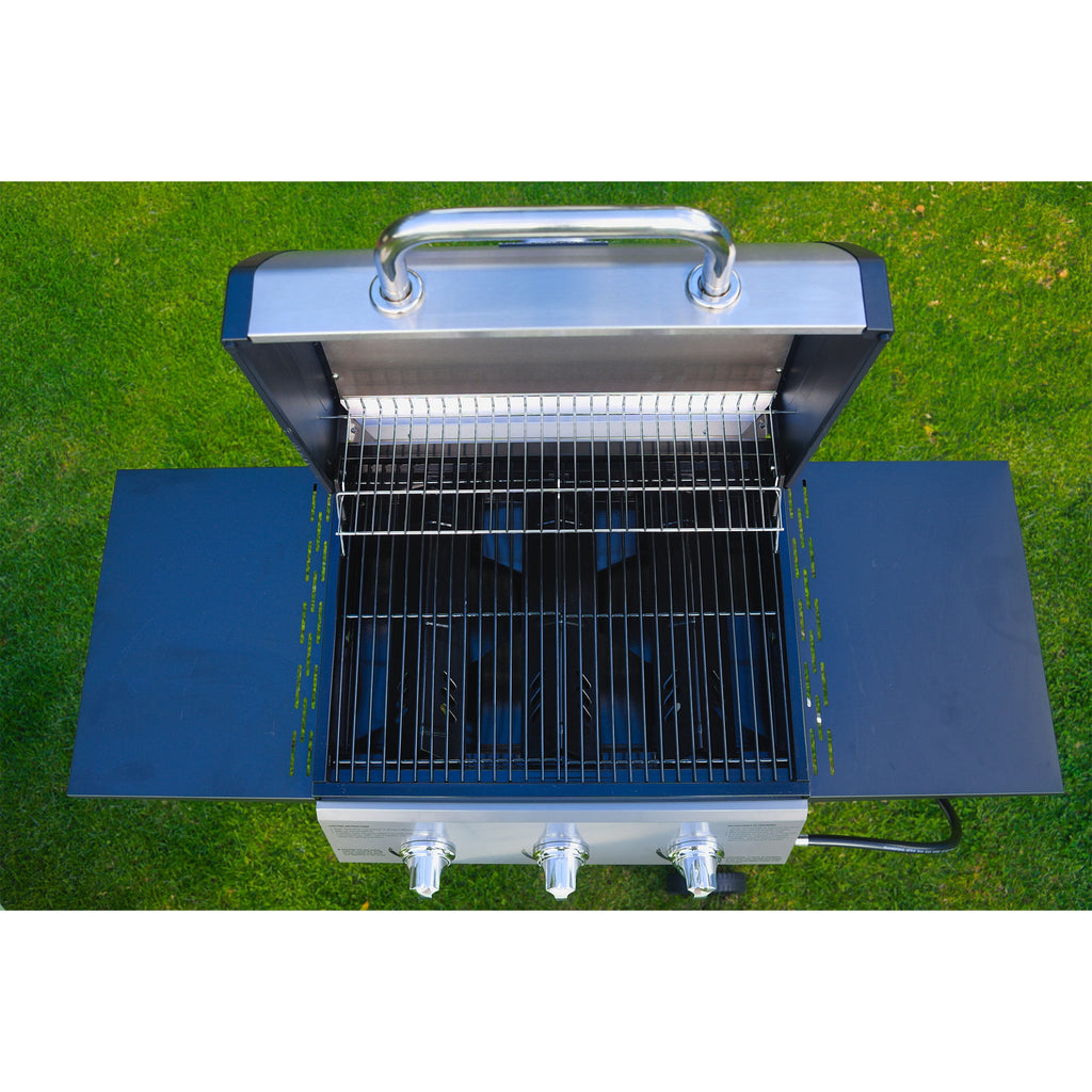 Grill Boss 27,000 BTU 3 Burner Propane Gas Grill w/Wheels, Cover, & Side Shelves Gas Grills