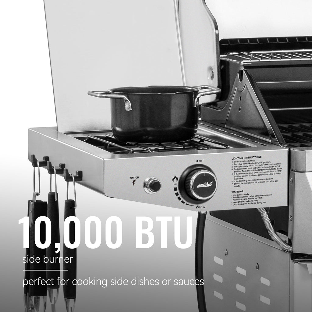 Royal Gourmet GA6406W 6-Burner BBQ Gas Grill, with Sear Burner and Side Burner, Cabinet Style Grill, 74,000 BTU, White Royal Gourmet