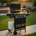 39,000 BTU Heavy-Duty Propane Gas Grill Wheels Black Stainless Steel Outdoor BBQ Grill for Patio & Backyard Kadyn