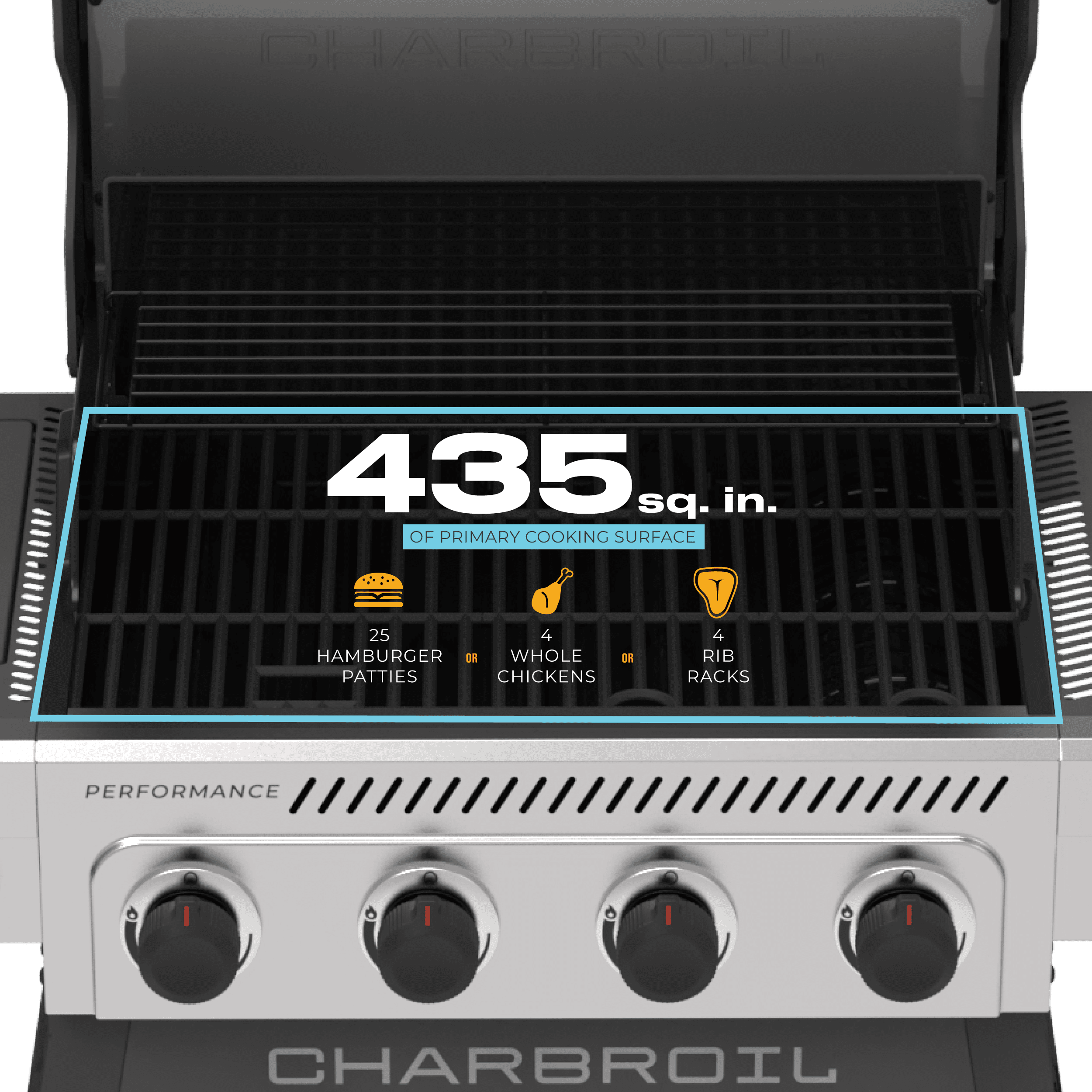 Charbroil? Performance Series? FlavorMax? 4-Burner Cart Gas Grill with Side Burner, Stainless Charbroil