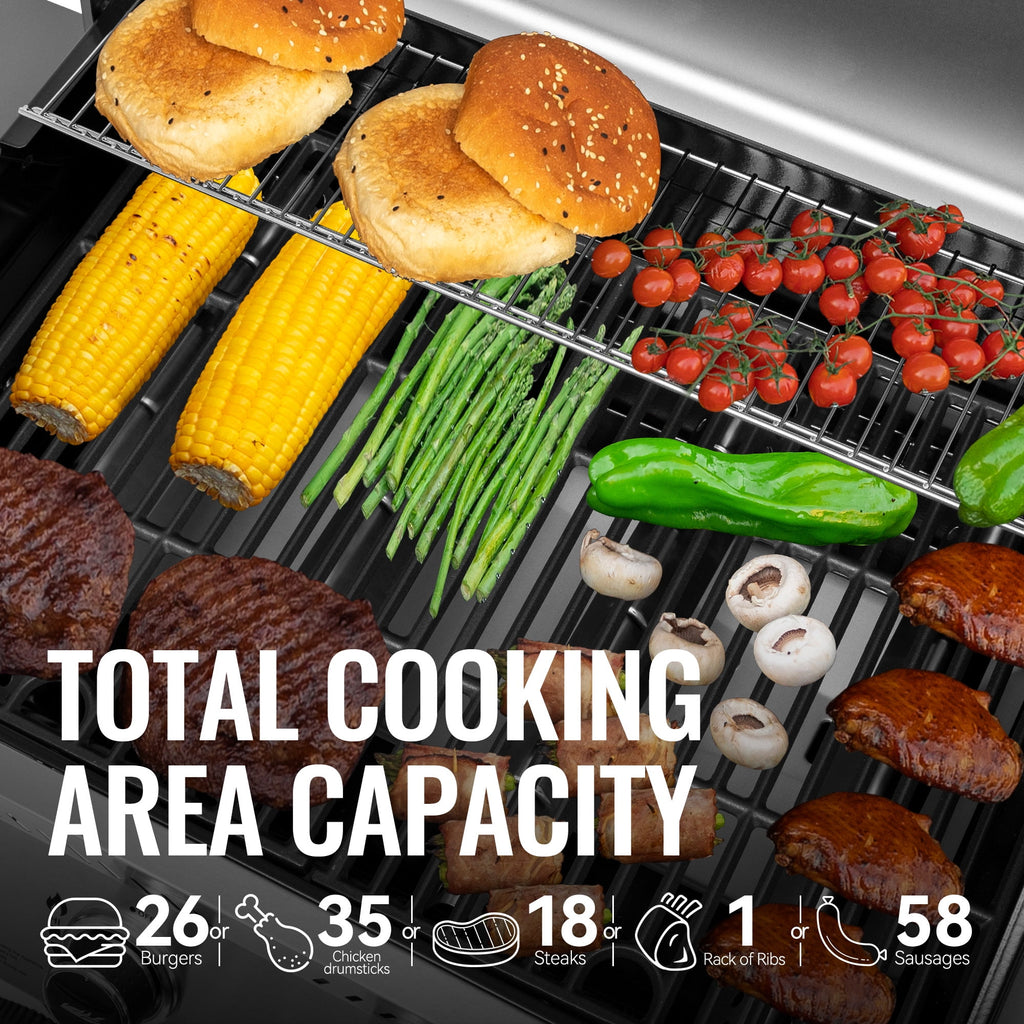 Royal Gourmet GA4405TS Premium 4-Burner Gas Grill with Side Shelves, 40,000 BTU Propane Grill with Stainless Steel Lid Royal Gourmet