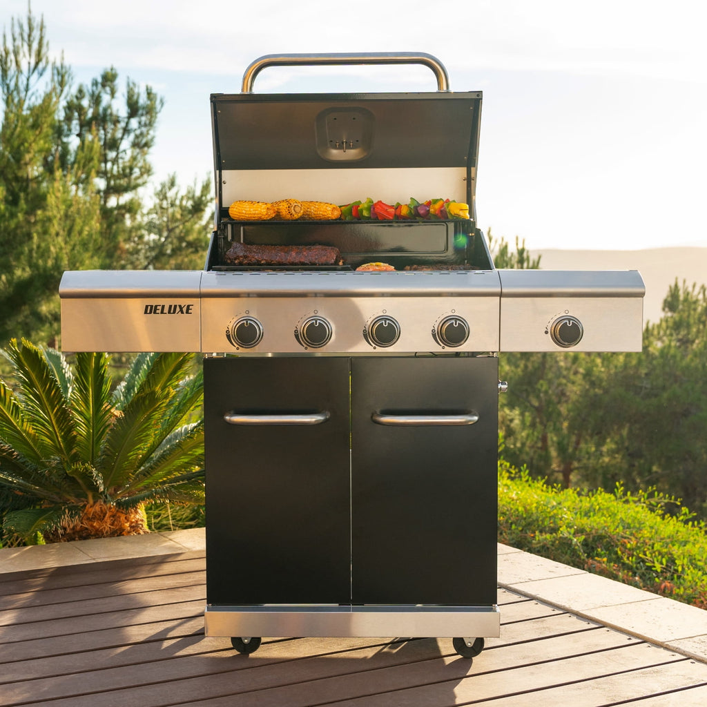 Nexgrill 4-Burner Dual Fuel Gas Grill with Side Burner and Griddle Insert, 627 SQ In Total Cooking Space, 59,000 BTUs Output, BBQ Grill Perfect for Outdoor Gatherings - 720-0958HE Gas Grills