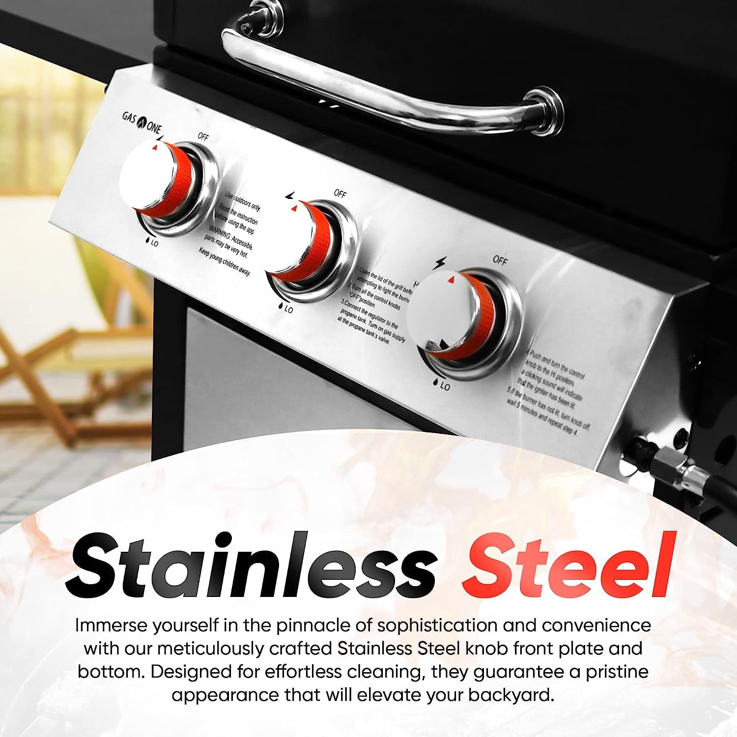 GasOne GP-1030S One 3 Burner Stainless Steel– Outdoor Cabinet Style with Wheels-High-Temperature Paint Gas One