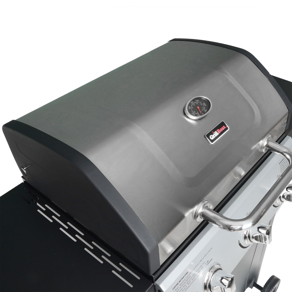 Grill Boss 27,000 BTU 3 Burner Propane Gas Grill w/Wheels, Cover, & Side Shelves Gas Grills